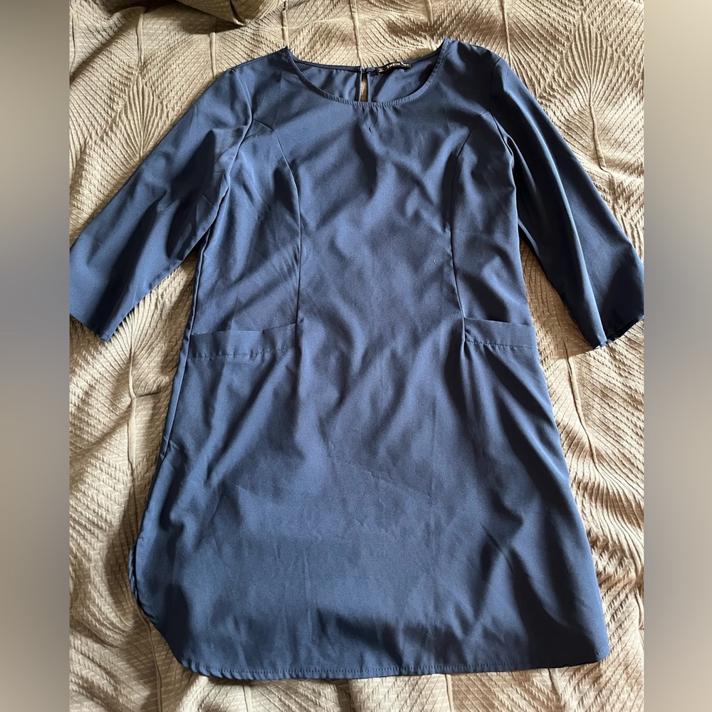 Shein Navy Blue Pocket Dress